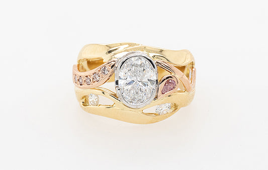 Lab Grown Oval Diamond & Pink Diamond Ring