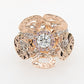 Floral Extravaganza Pink Diamond French Knit Ring