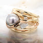 Pearl & Champagne & Pear Diamond Ring