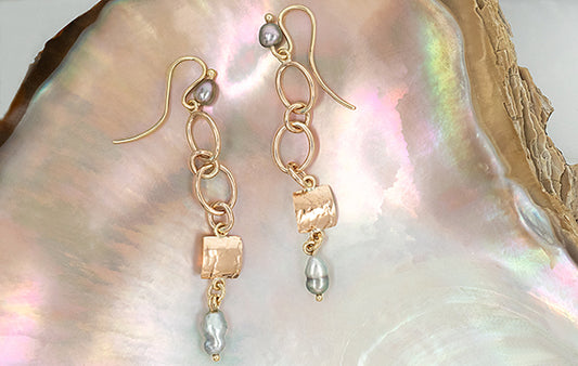 Keshi Pearl Embossed Earrings