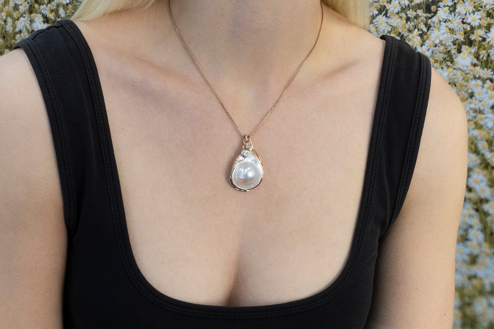Mabe Pear Diamond Pendant