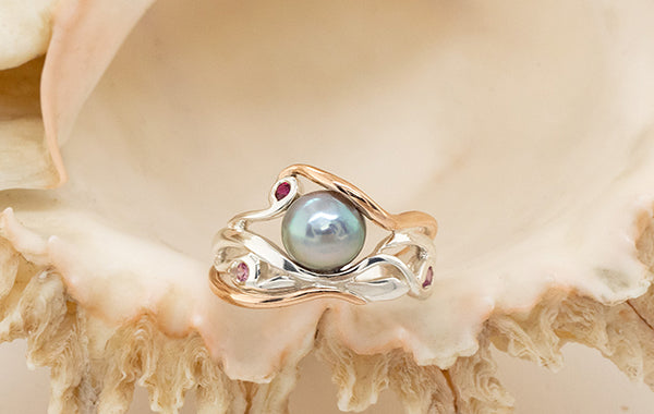 Pearl Vine Sapphire Ruby Ring SS 9R