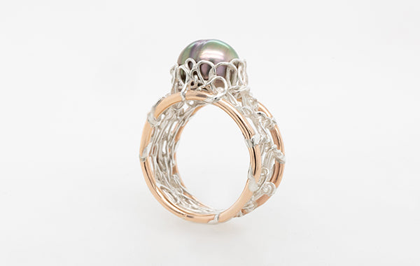 French Knitted Pearl Ring 8.69-10.32mm