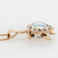 Baby Turtle Pendant with Mabe & Blue Diamonds. Articulated.