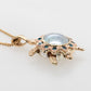 Baby Turtle Pendant with Mabe & Blue Diamonds. Articulated.
