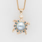 Baby Turtle Pendant with Mabe & Blue Diamonds. Articulated.