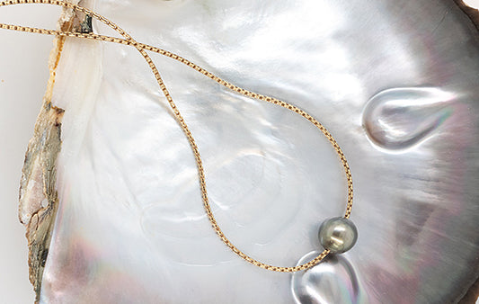 Pearl Slider Necklace, Box Chain 9.4mm Round