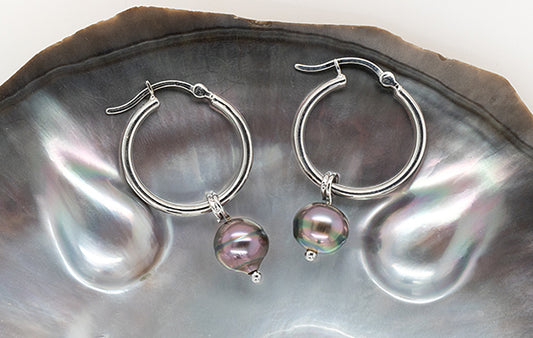 Pearl Hoop Earrings 9W 8.85mm