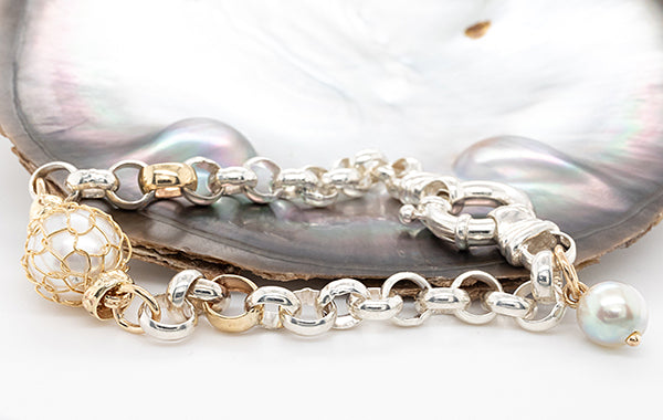 French Knitted Pearl Belcher Bracelet 