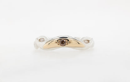 Wedding Ring 2-Tone Champagne & White Diamonds