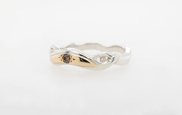 Wedding Ring 2-Tone Champagne & White Diamonds
