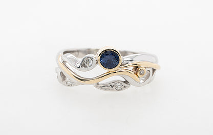 Sapphire Purple Blue & Diamond Vine Ring