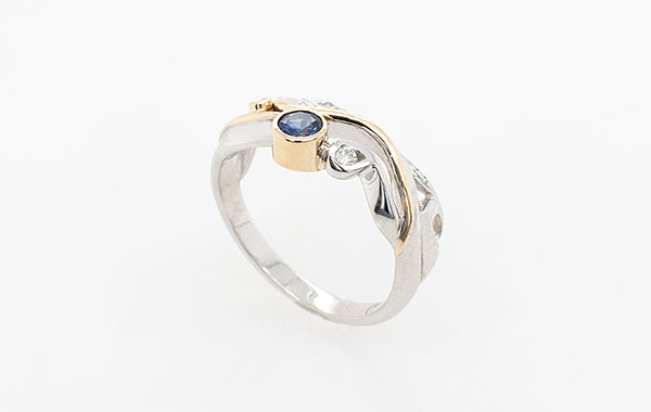 Sapphire Purple Blue & Diamond Vine Ring