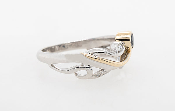 Sapphire Purple Blue & Diamond Vine Ring