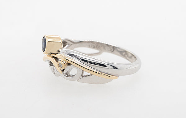 Sapphire Purple Blue & Diamond Vine Ring