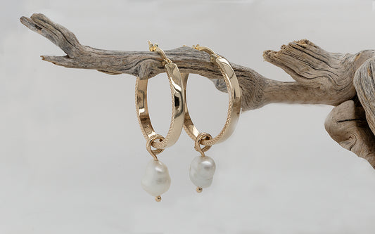 Cygnet Bay Keshi Pearl Fancy Hoop Earrings