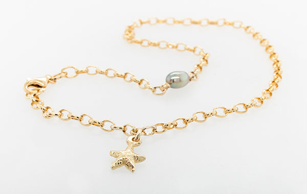 Pearl Keshi Starfish Belcher Anklet