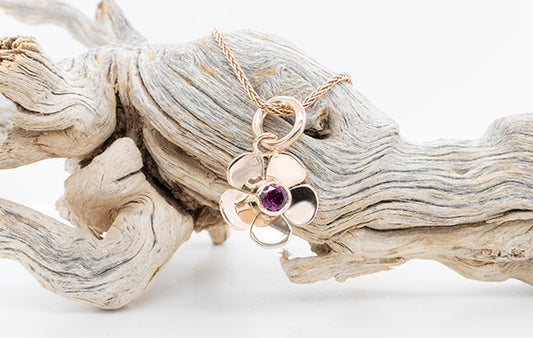 Geraldton Wax Pendant with Rhodolite Garnet