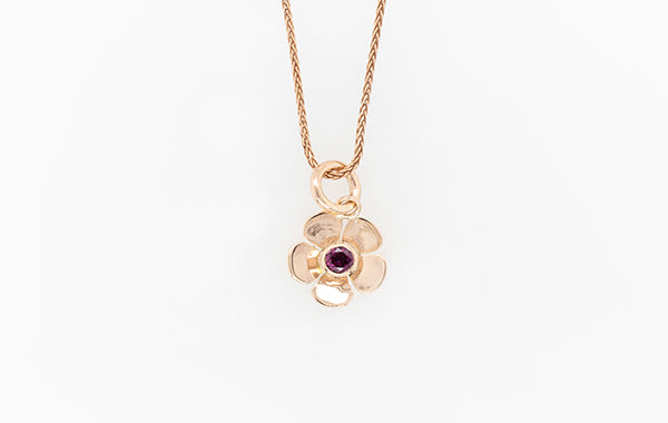 Geraldton Wax Pendant with Rhodolite Garnet