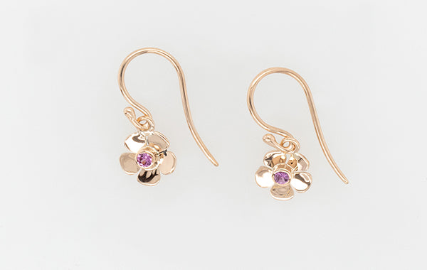 Geraldton Wax Earrings with Pink Sapphires