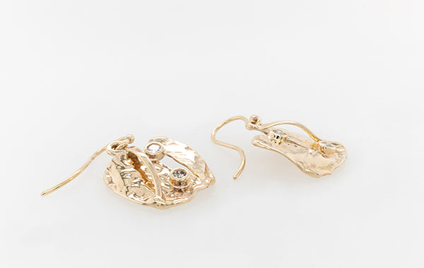 Embossed Molten Gold & Diamond Earrings