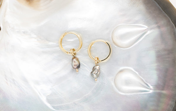 Pearl Huggies Earrings with Keshis