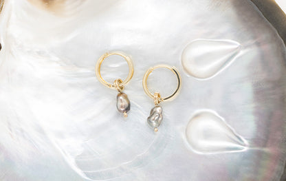 Pearl Huggies Earrings with Keshis