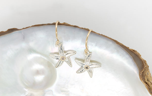 Starfish Earrings with Champagne Diamonds