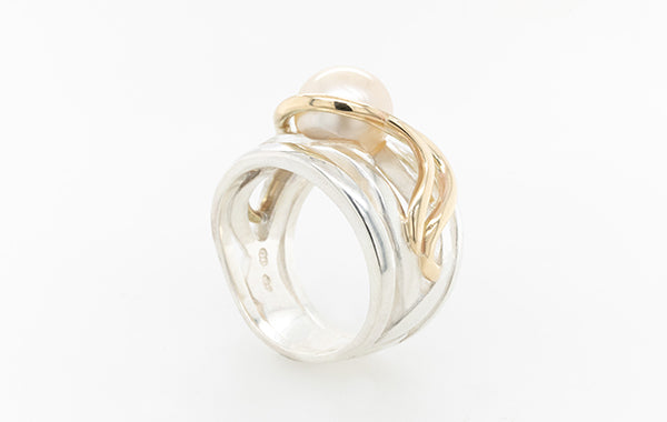 Akoya Pearl Two-Tone Wide Ring