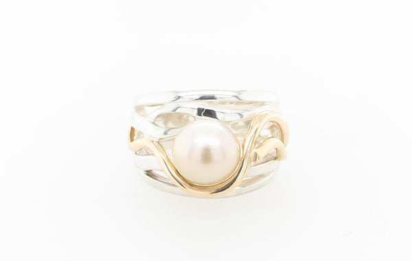 Akoya Pearl Two-Tone Wide Ring