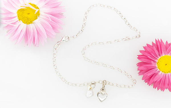 Keshi Akoya Belcher Anklet with Heart