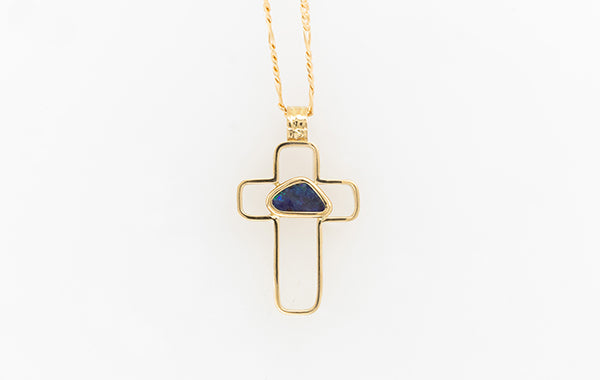 Cross Embossed and Hollowed with Opal