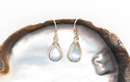 Mabe Pear Diamond Drop Earrings