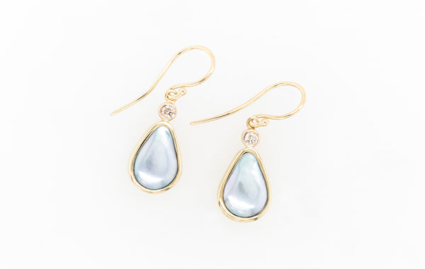Mabe Pear Diamond Drop Earrings
