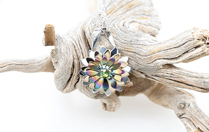 Everlasting Flower Green Tourmaline Pendant