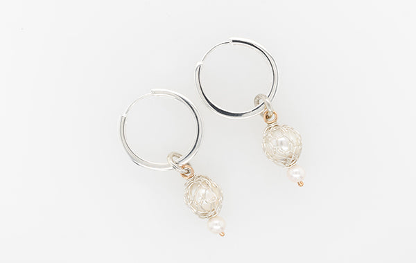 French Knitted Pearl Hoops