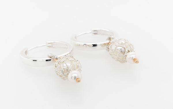 French Knitted Pearl Hoops