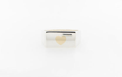 Signet Ring with Gold Heart Gents