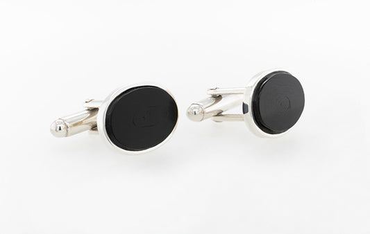 Cuff Links Black Coral Oval