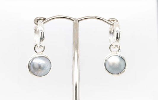 Mabe Bezel Huggies Drop Earrings