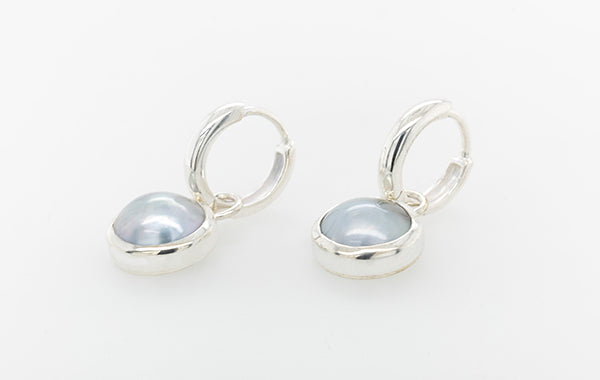 Mabe Bezel Huggies Drop Earrings