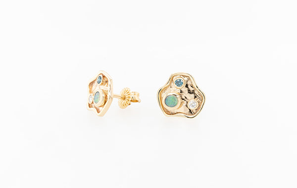 Island Diamond Opal Stud Earrings