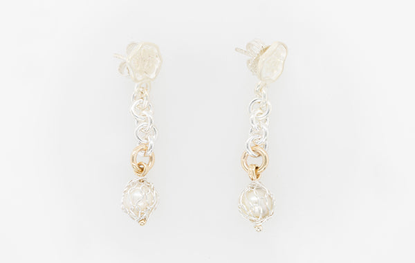 French Knitted Akoya Pearl Island Earrings