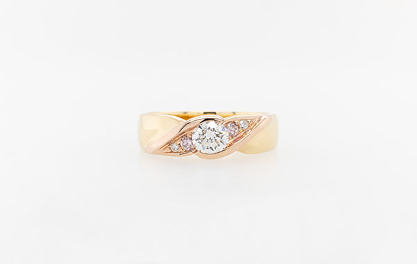 Pink Diamond Swirl Dress Wedding Ring