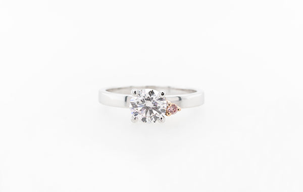 Engagement Ring Offset Pink Diamond