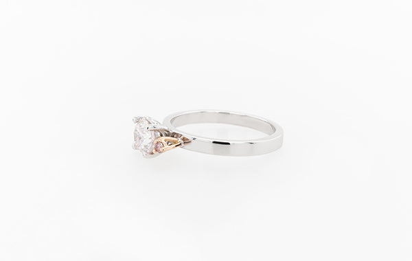 Engagement Ring Offset Pink Diamond