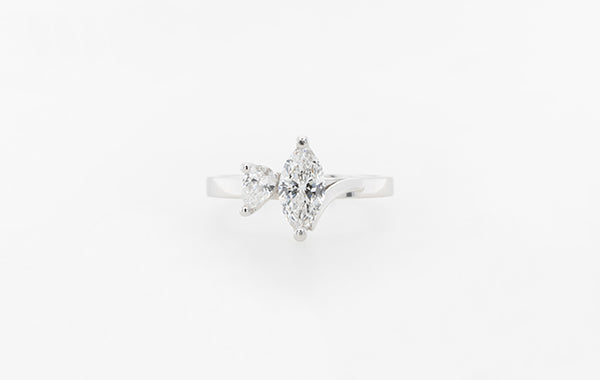 Engagement Ring Offset GIA Marquise & Pear