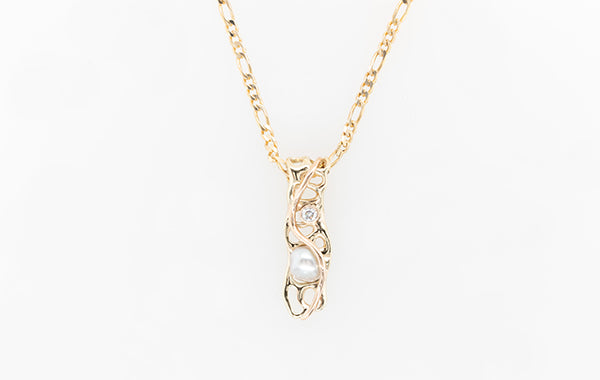 Keshi Coral Diamond Pendant