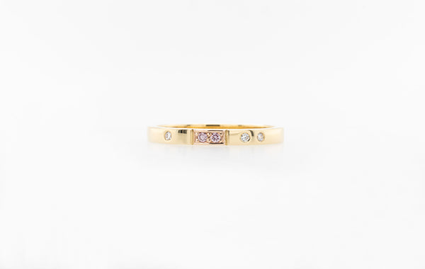 Wedding Ring Offset Pink & White Diamonds