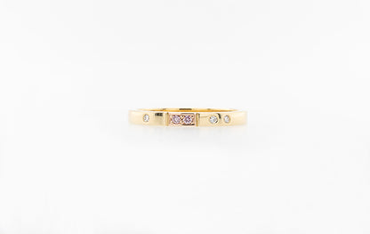 Wedding Ring Offset Pink & White Diamonds